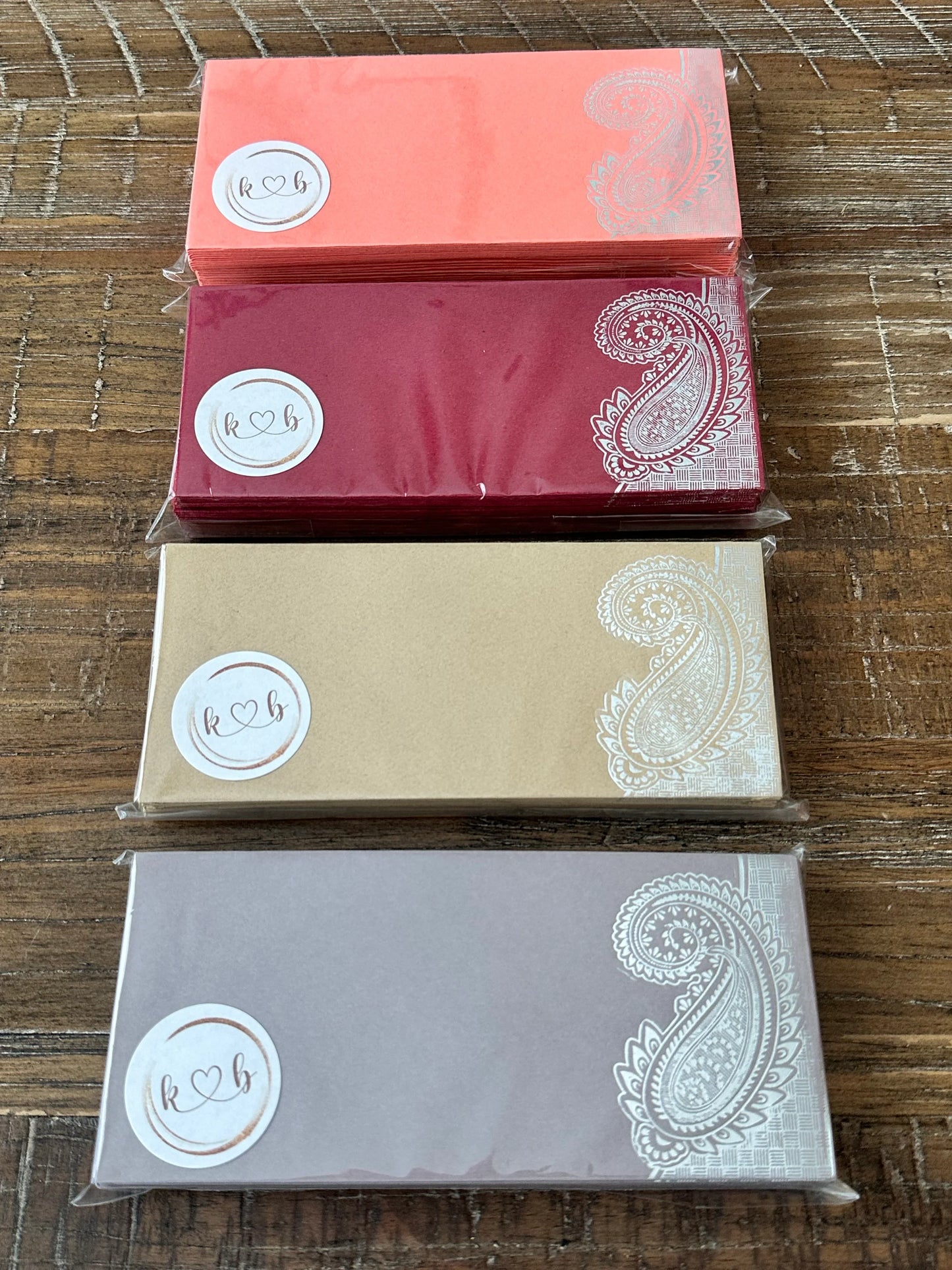 Silver Paisley Envelopes- 25 pack
