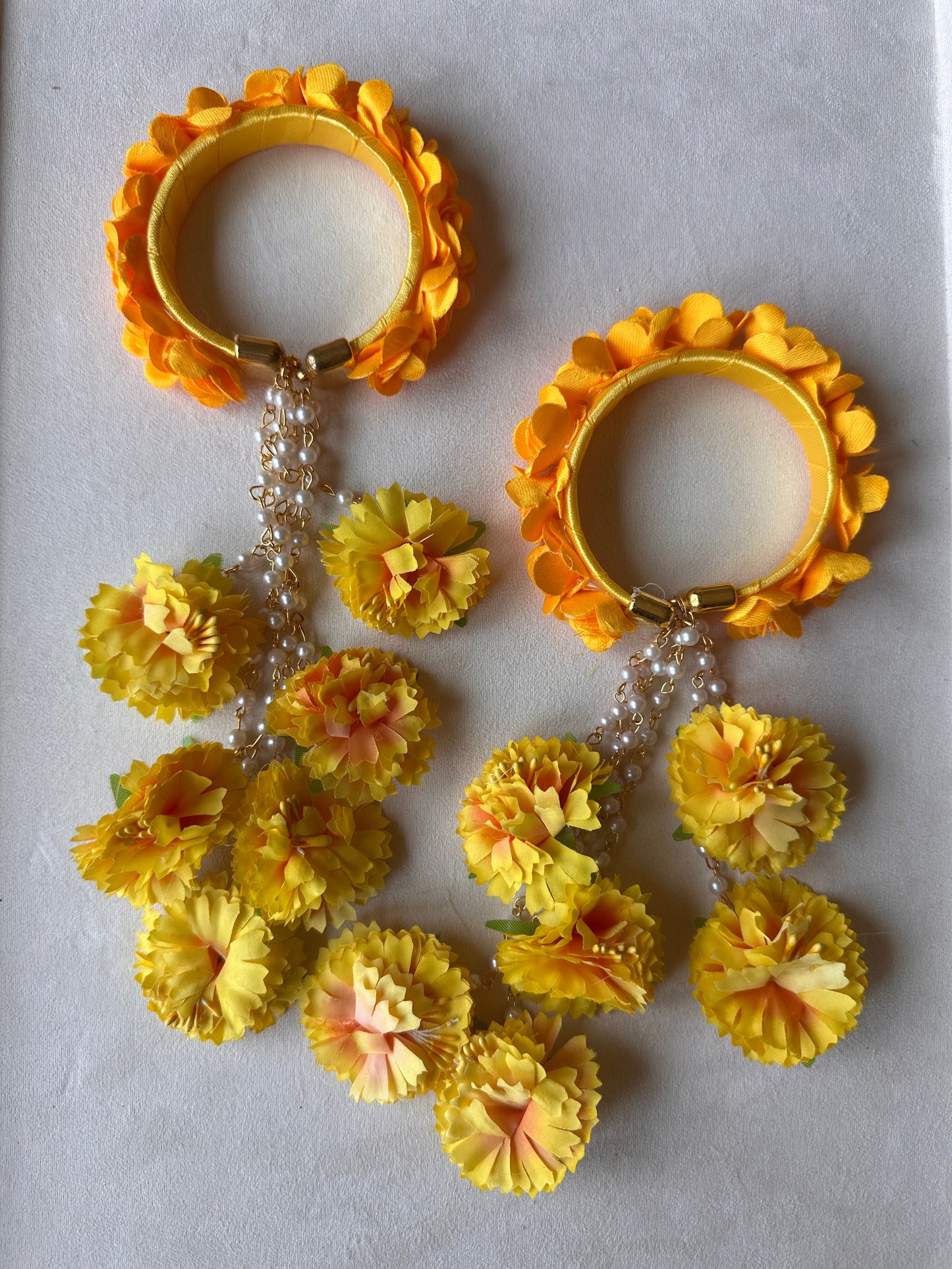 Marigold Bracelet Kaleere | Haldi Ceremony Floral Jewelry