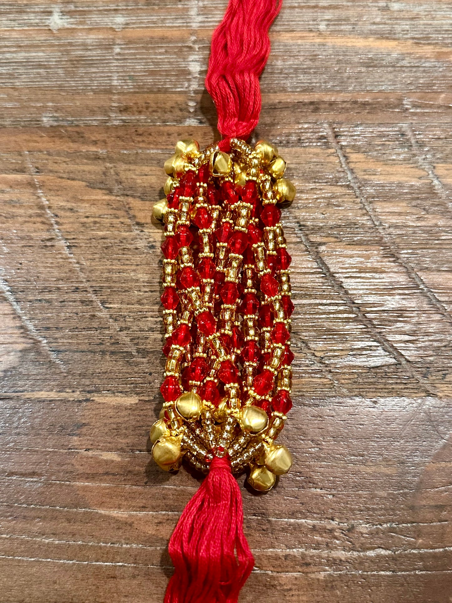 Ganne Ghungroo and Red Beads Pack of 12