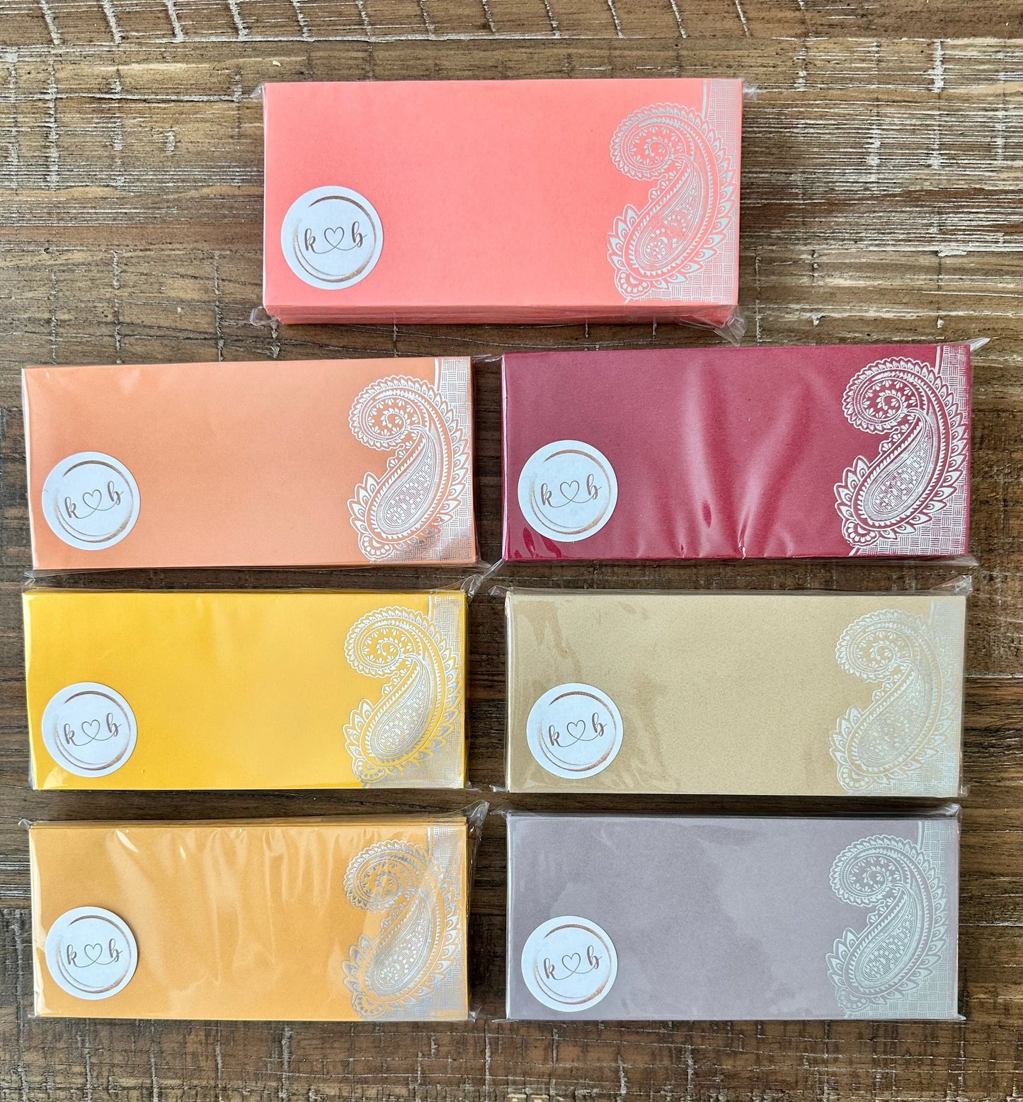 Silver Paisley Envelopes- 25 pack