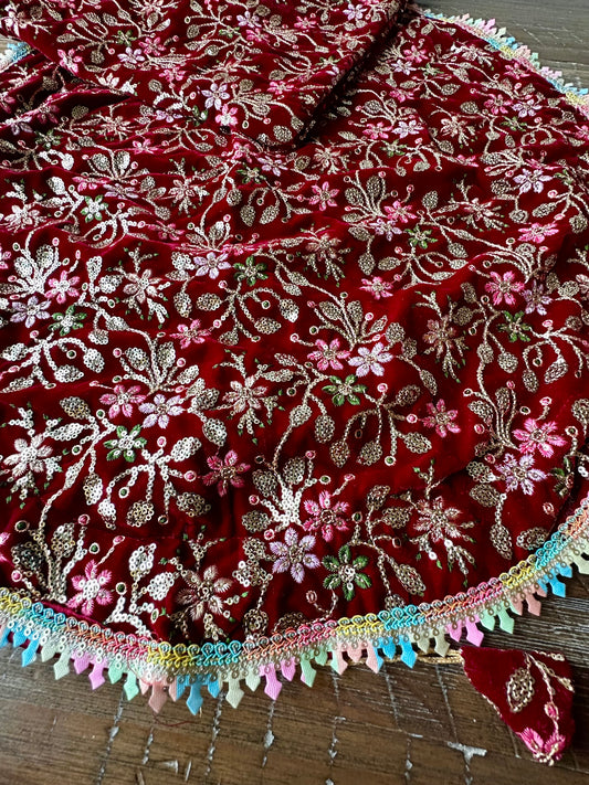 Noor Red Sequins Shagun Lap Potli Set | Wedding