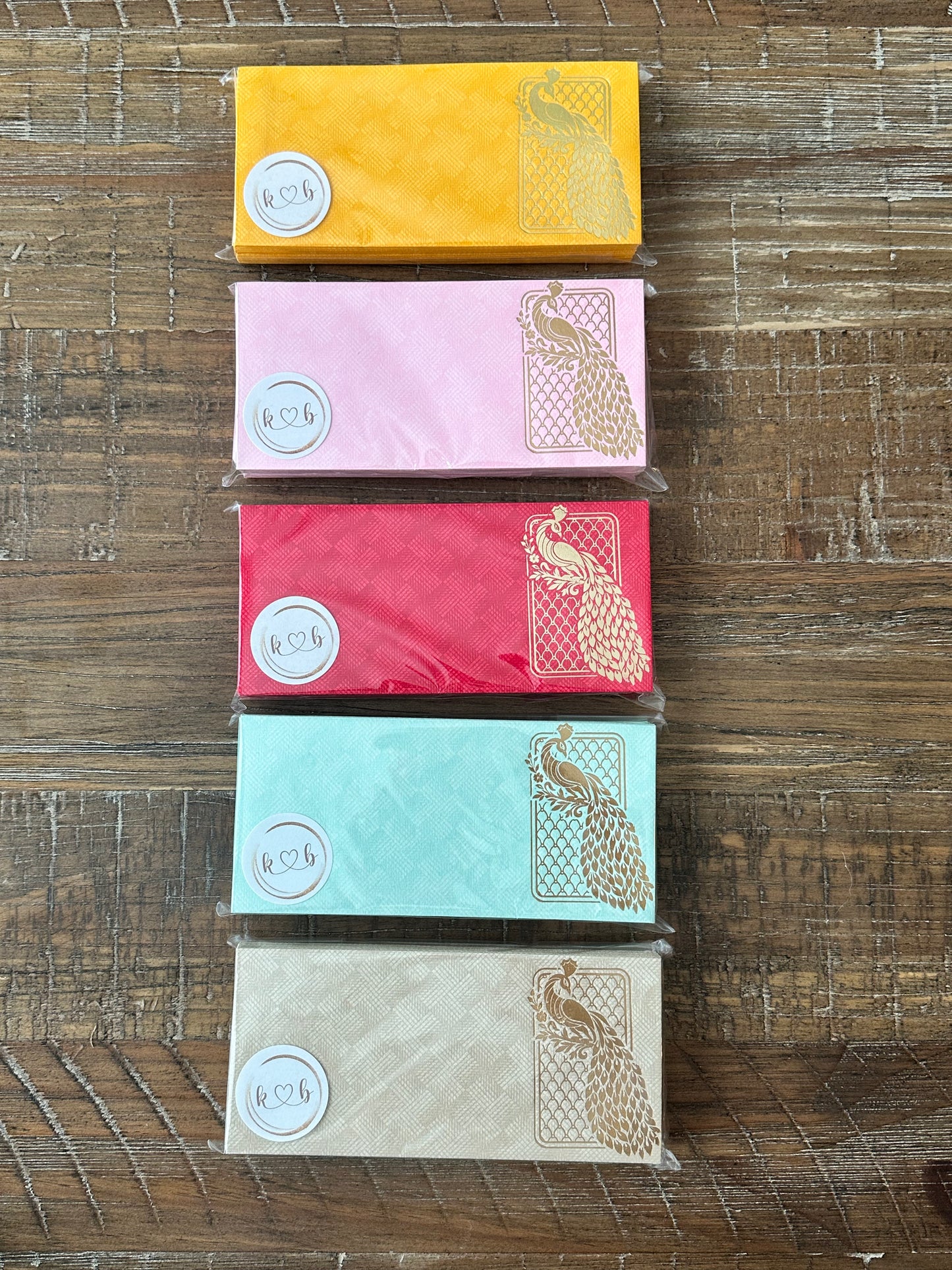 Gold Peacock Paper Envelopes
