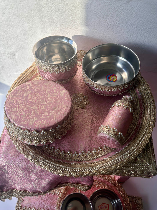 Brocade Pink Maiyaan Set | Haldi & Maiyan Ceremony Essentials