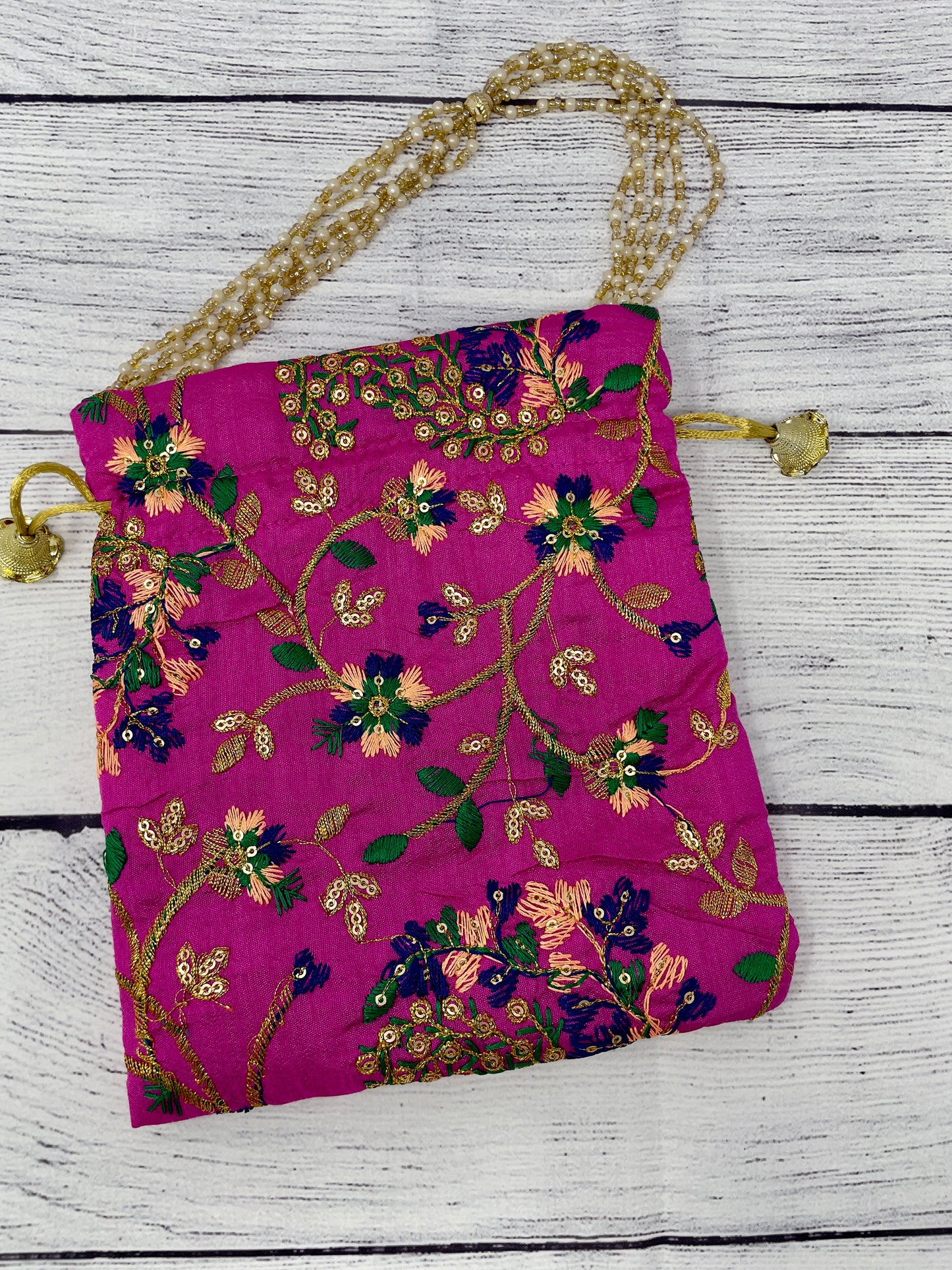Floral Embroidery Potli Bag - 5 Pack
