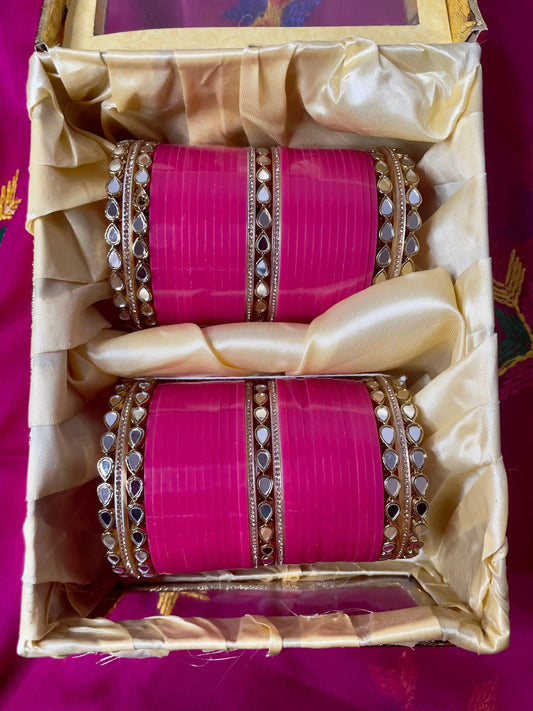 Pear Drop Mirror Work Choora - Kaur Bridal