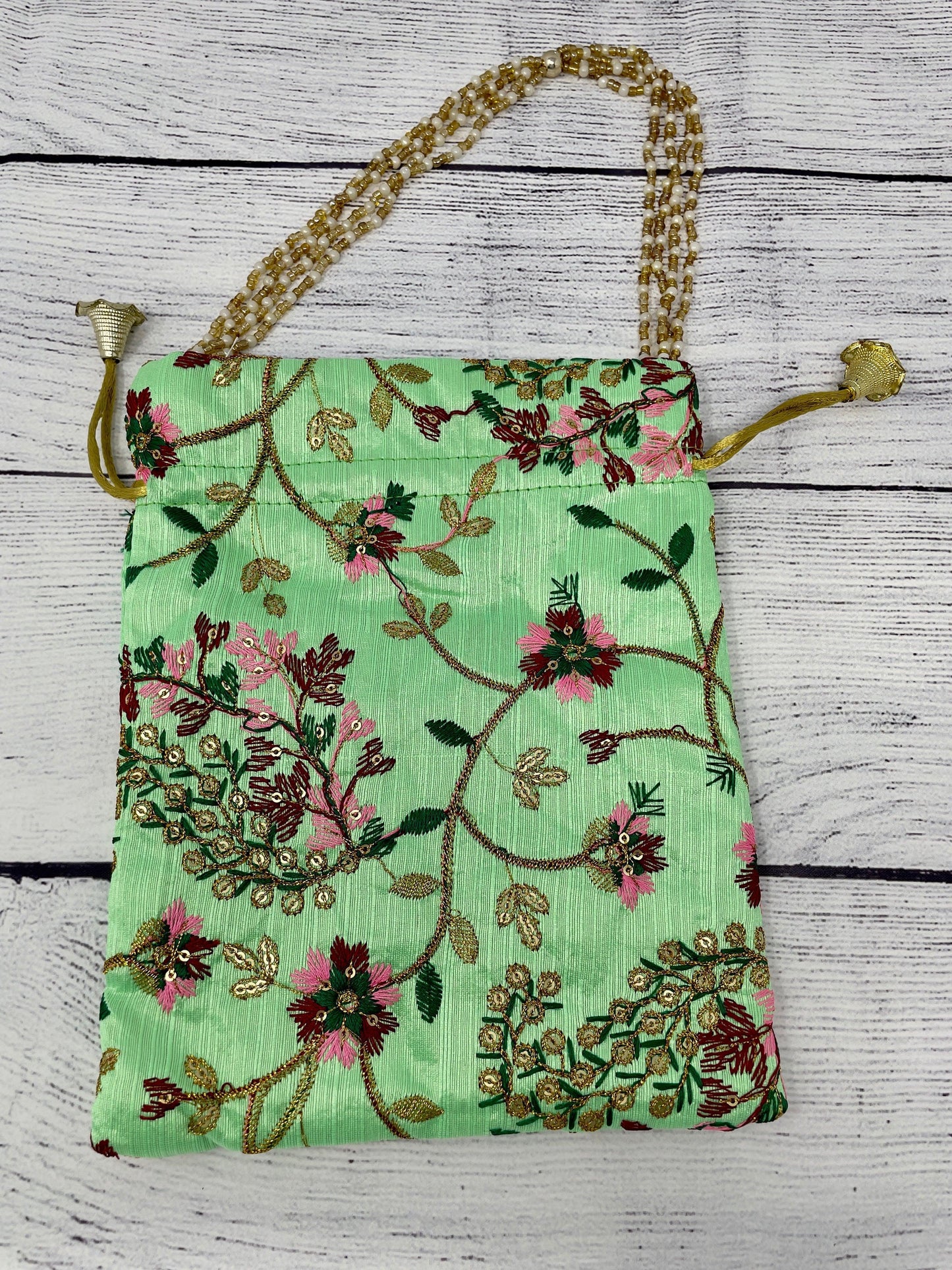 Floral Embroidery Potli Bag - 5 Pack - Kaur Bridal