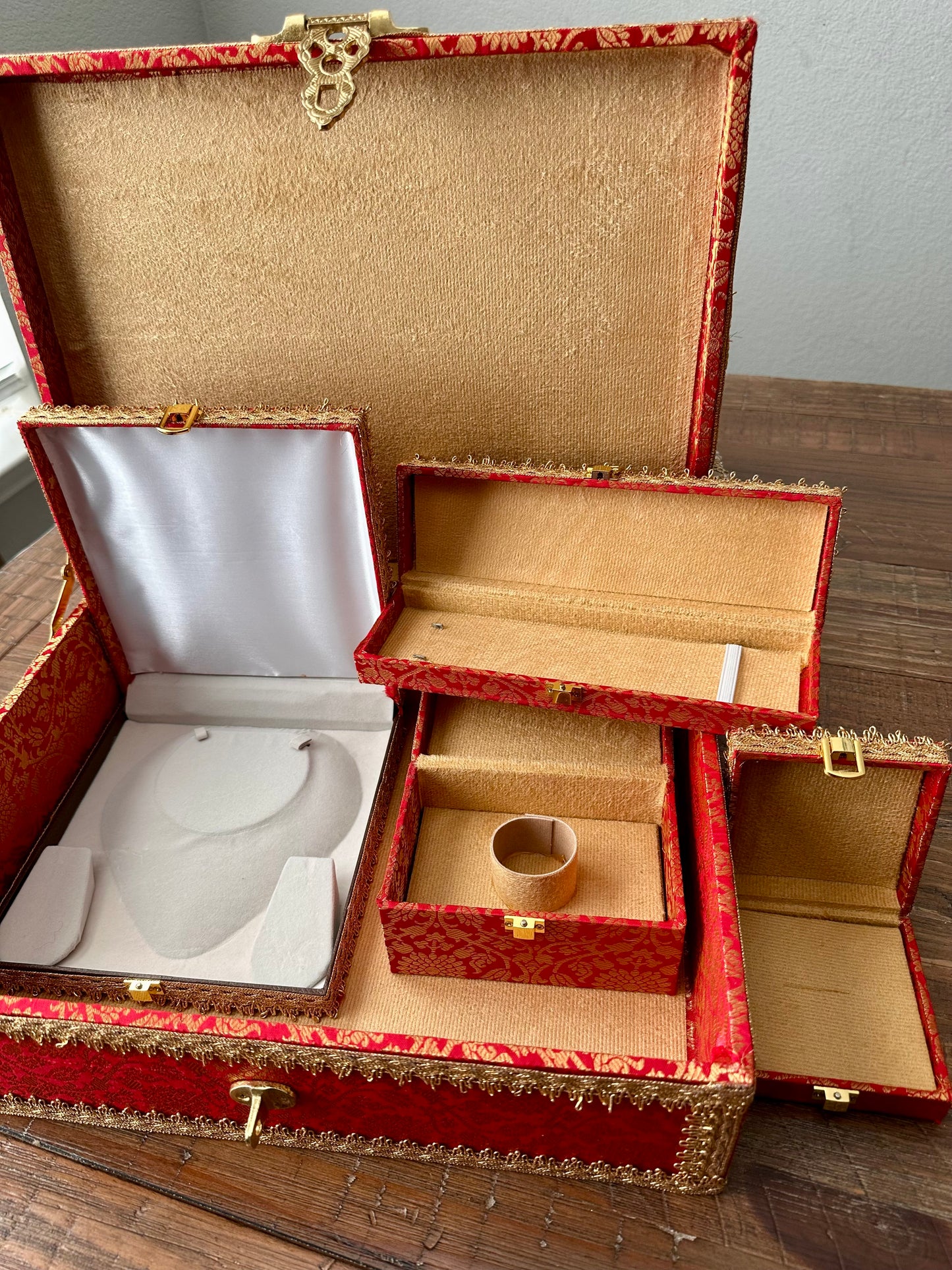 Brocade Jewelry Trousseau Trunk