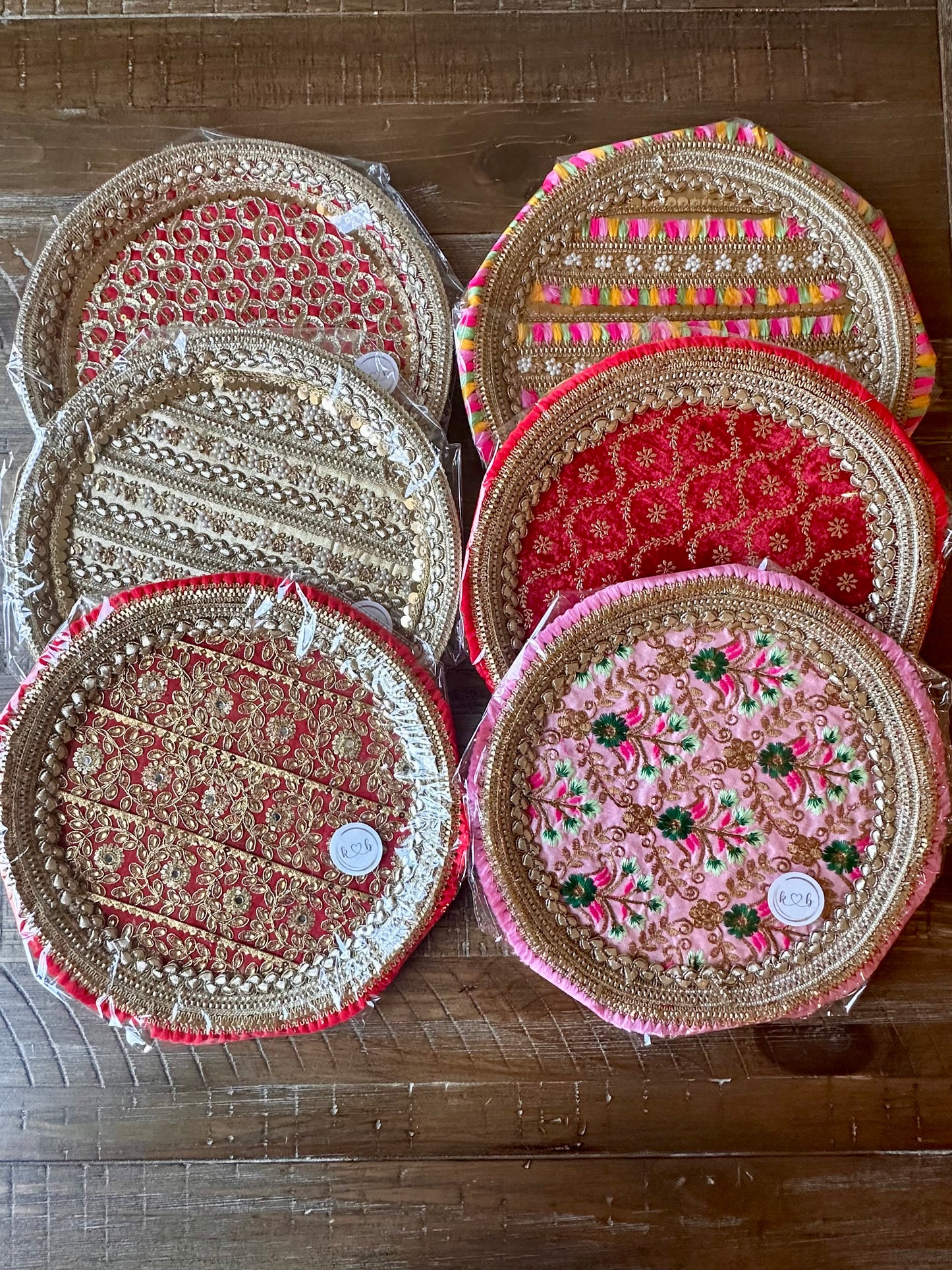 Decorative Gota Work Thali Plates | South Asian Wedding Decor