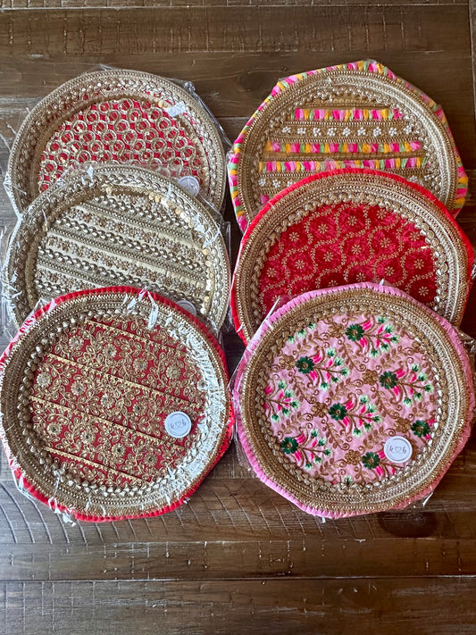 Decorative Gota Work Thali Plates | South Asian Wedding Decor