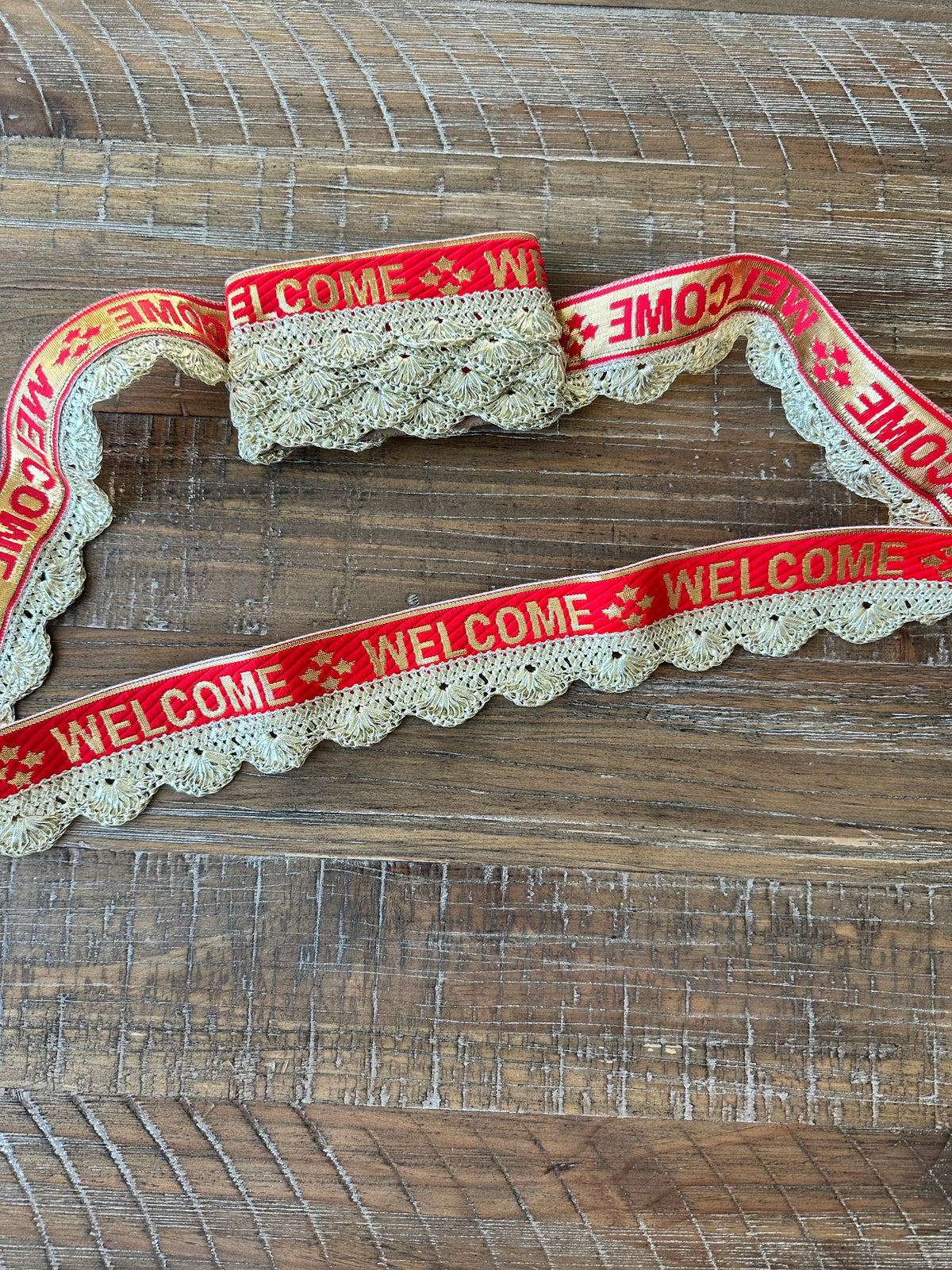 Newcomer Ribbon Embroidered Welcome Ribbon | Baraat Wedding Decor – Kaur Bridal