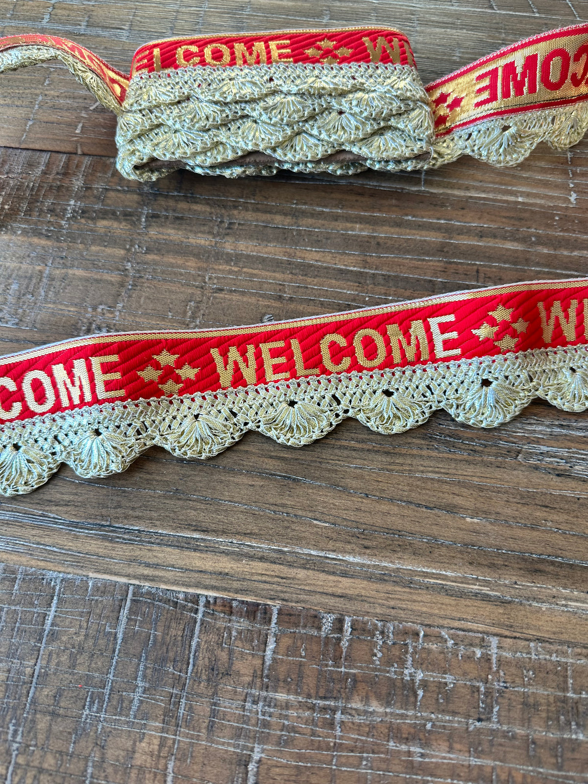 Newcomer Ribbon Embroidered Welcome Ribbon | Baraat Wedding Decor – Kaur Bridal