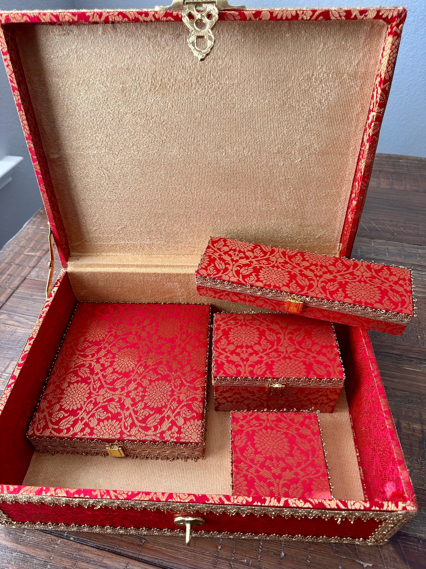 Brocade Jewelry Trousseau Trunk
