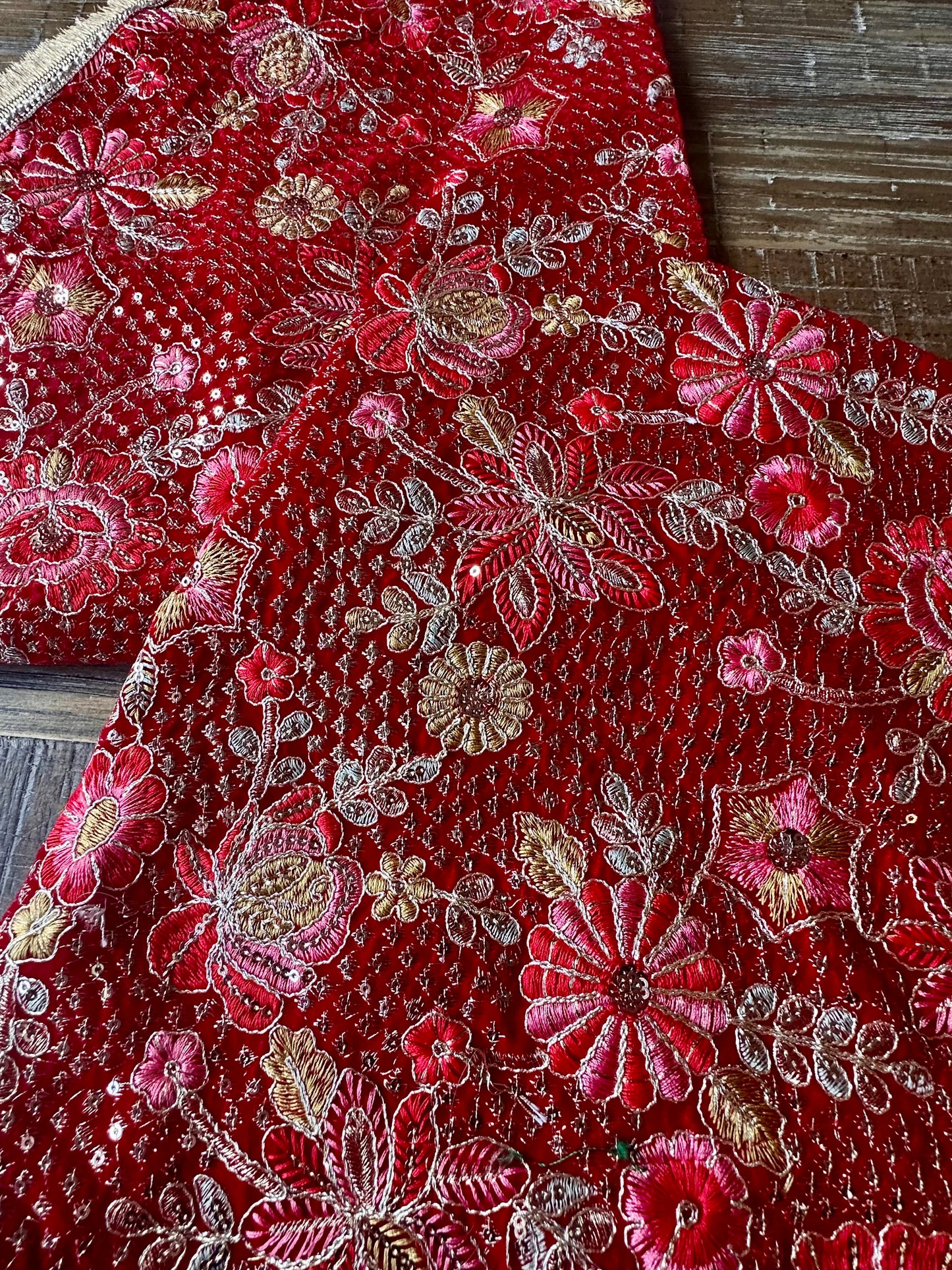 Simar Shagun Lap Potli Set | Dark Red Thread Work