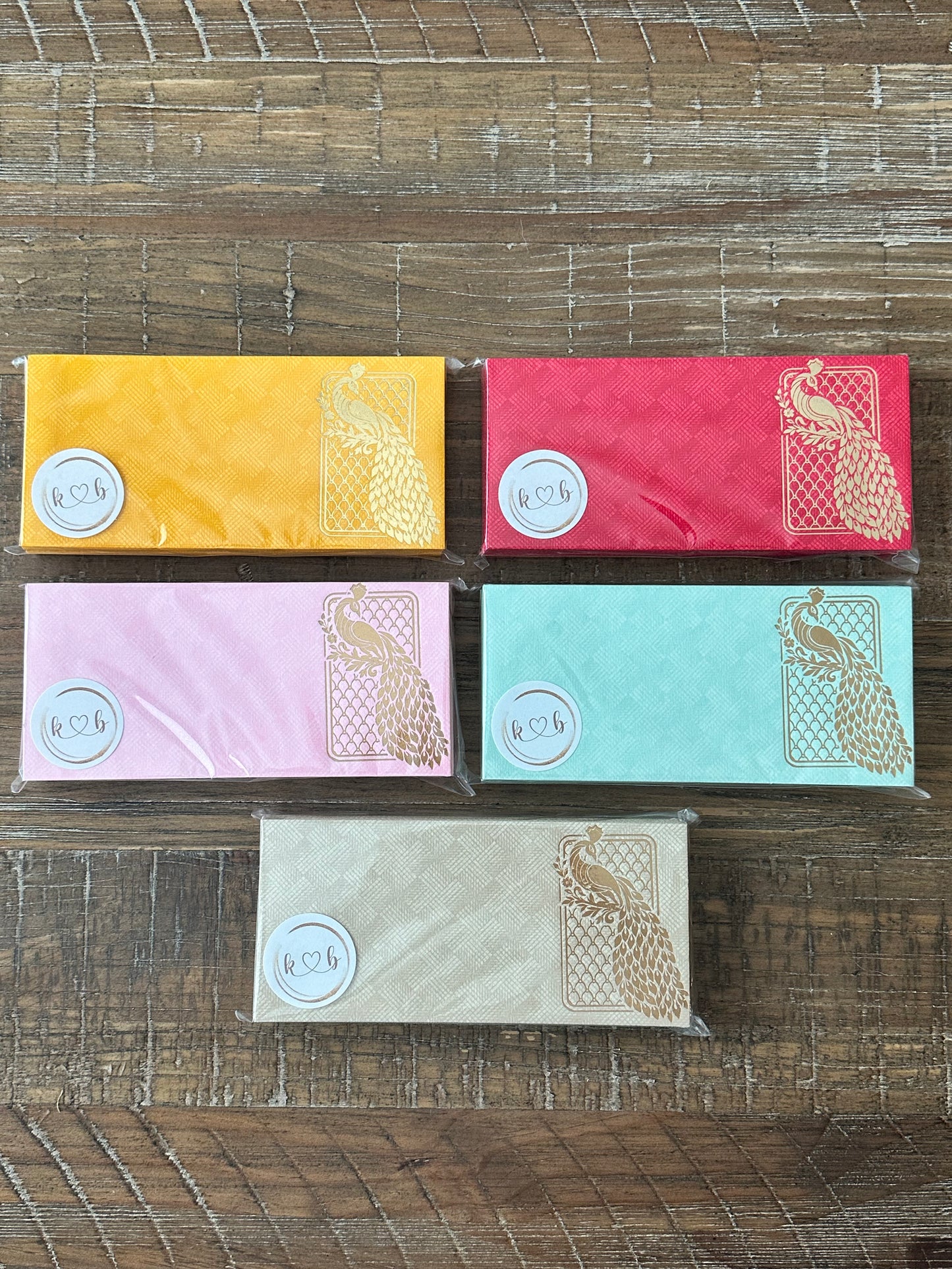 Gold Peacock Paper Envelopes