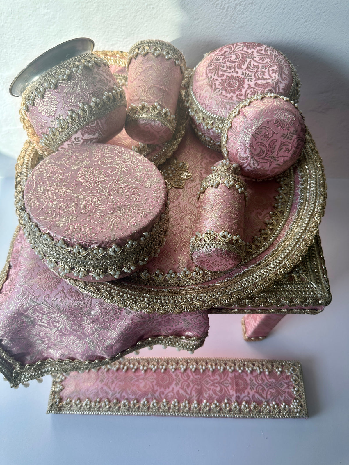 Brocade Pink Maiyaan Set | Haldi & Maiyan Ceremony Essentials