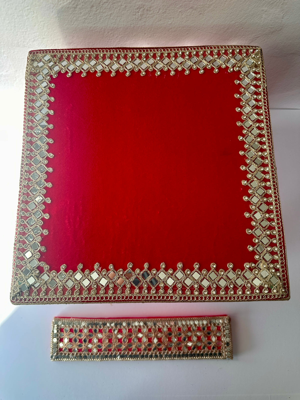 Red Velvet and Mirror Work Maiyaan Set | Haldi & Maiyan Ceremony Essentials (Copy)
