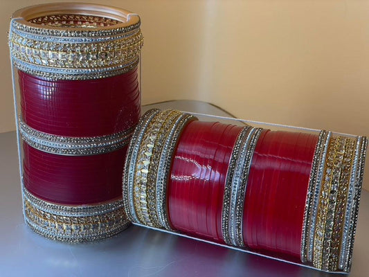 Gold and American Diamond Choora - Kaur Bridal