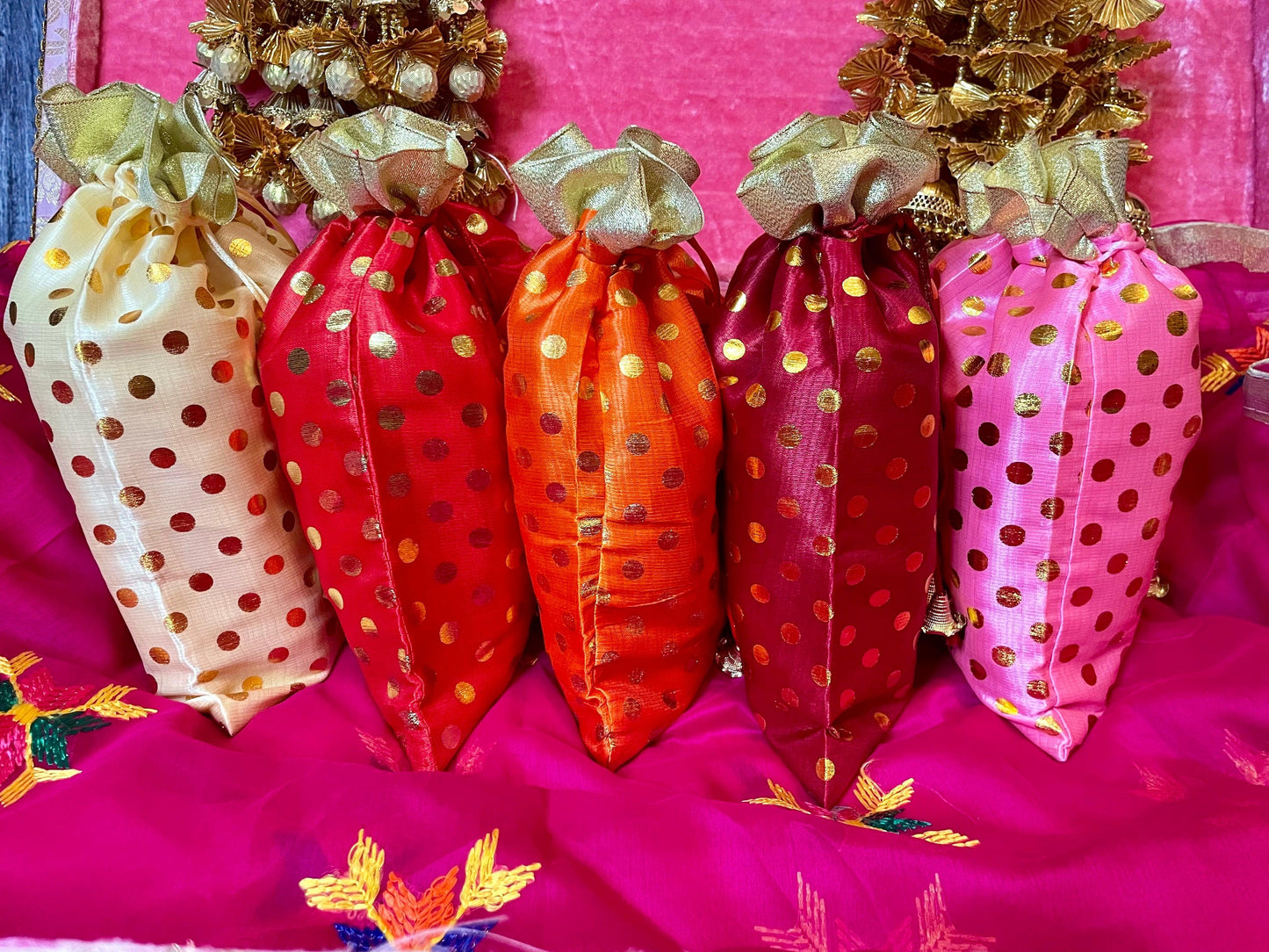 Polka Dot Potli Bag - Pack of 10 - Kaur Bridal