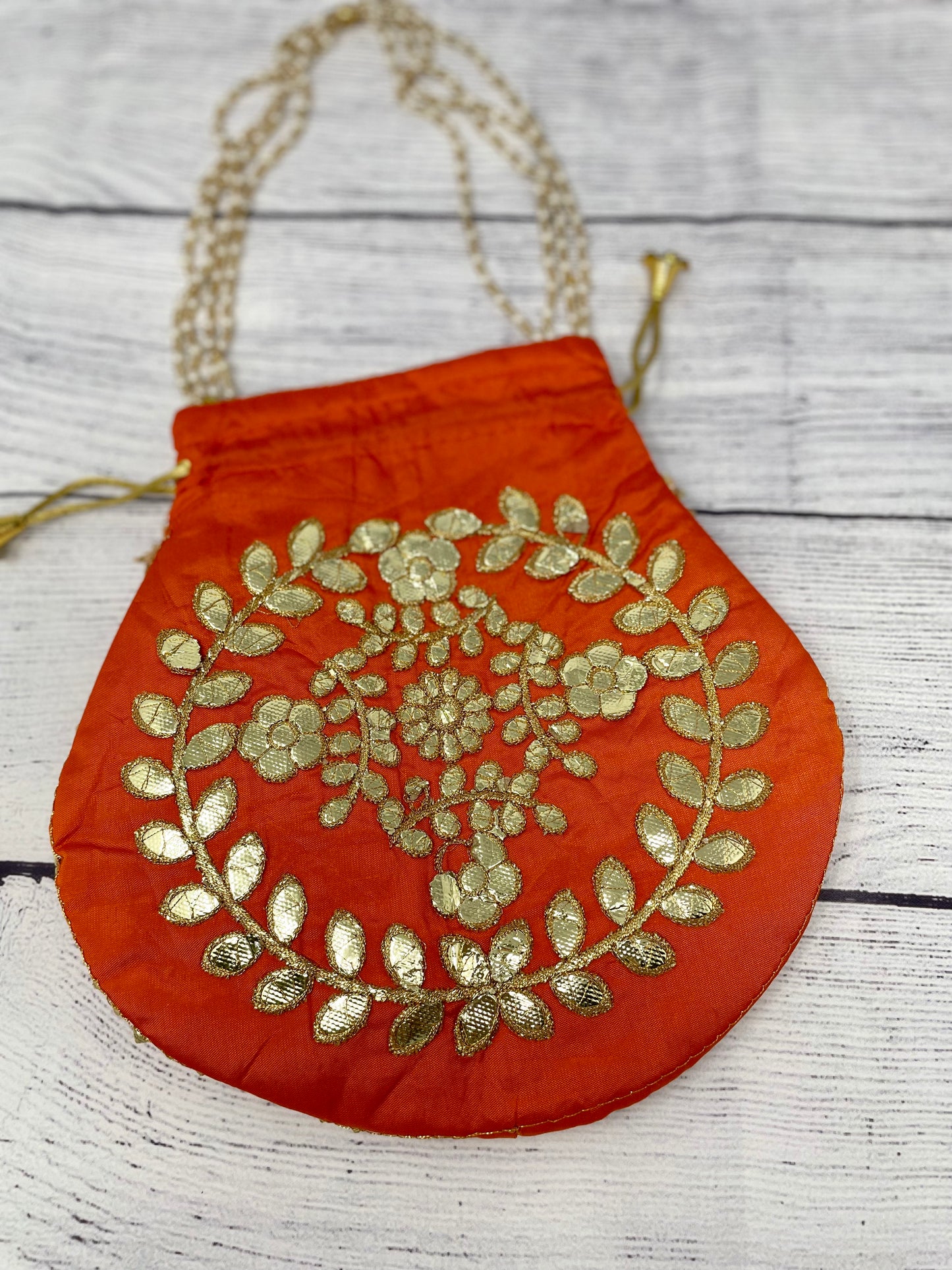 Gold Foil Embroidery Potli Bag - 5 Pack