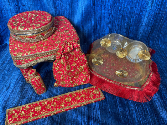 Red Floral Embroidery Haldi Essentials Set