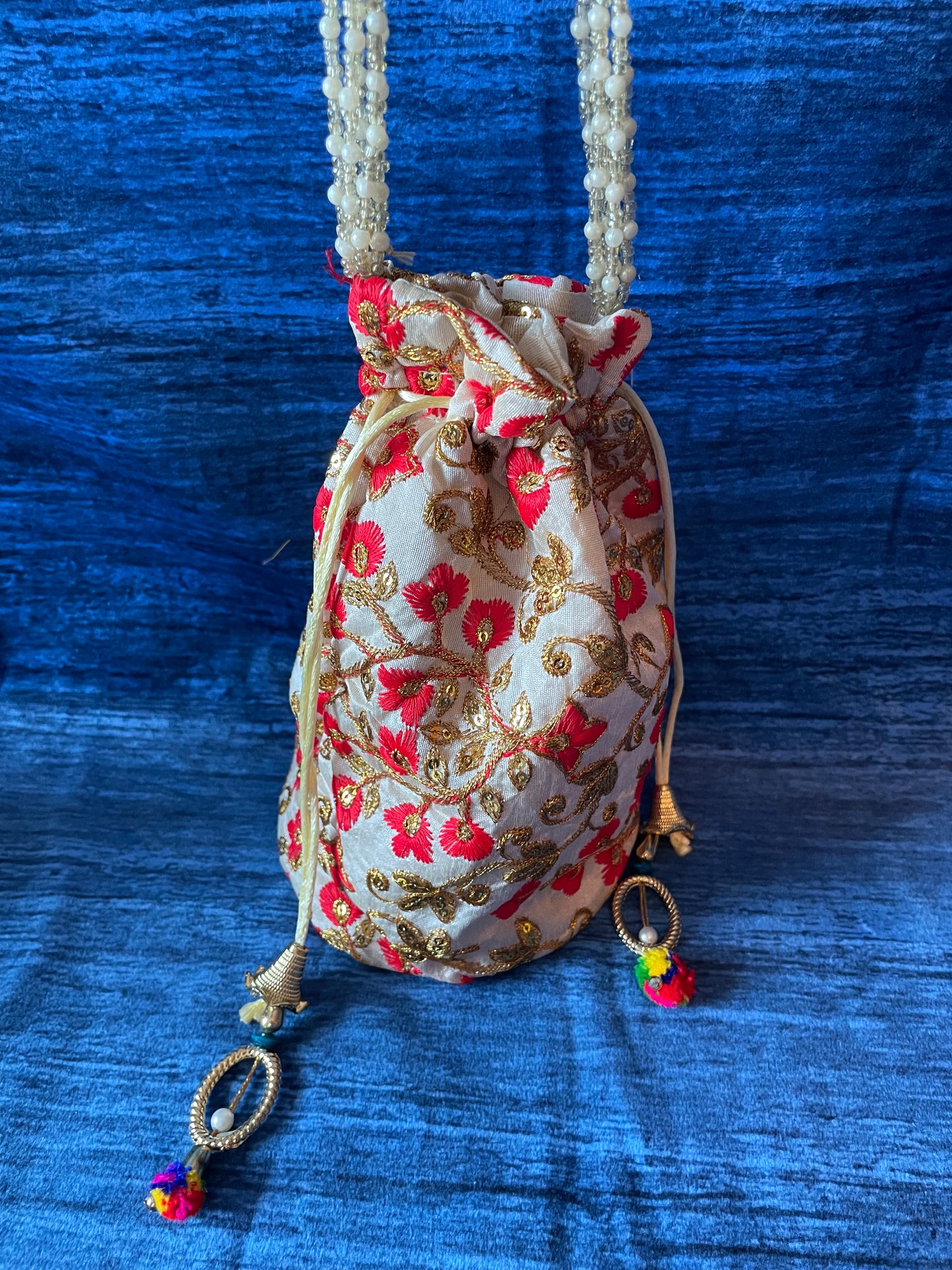 Embroidered Flowers Bucket Bag
